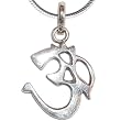 Om Symbol Jewelry Sterling Silver Pendant with Chain 1.25 inches