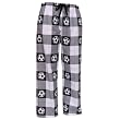 White Black Check Soccer Motif tie cord flannel cotton pants for lounging, sleep, sports. Unisex relaxed fit,