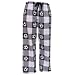 White Black Check Soccer Motif tie cord flannel cotton pants for lounging, sleep, sports. Unisex relaxed fit,