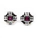 STERLING SILVER MEN'S EARRINGS Ruby and Clear CZ