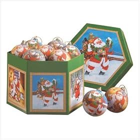 1 DOZEN SANTA BALL CHRISTMAS TREE DECORATIONS ORNAMENTS