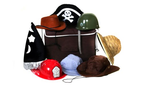 Boys Costume Role Play Dressup Hat Trunk - 8 Hats!