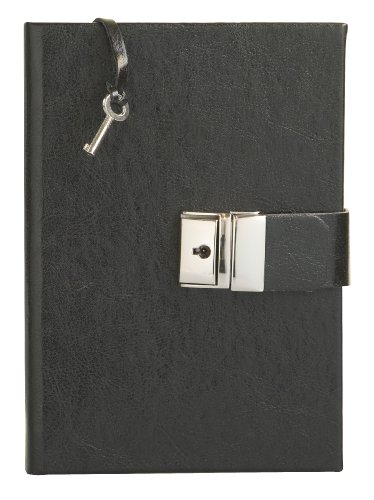 The Secret Diary Journal, Rules Pages, Key and Lock Closure, Italian Leather, Black (Improved Edition)