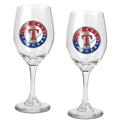 Texas Rangers MLB 2pc Wine Glass Set - Primary Logo by Great American Products