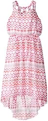 Girls Chiffon/Polyester Chevron Print High-Low-Hem Maxi Dress 