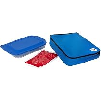 Pyrex Portables Baking Dish with Insulated Carrier, Clear with Blue Carrier