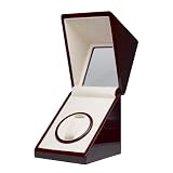 Single Square Watch Winder For 1 Automatic Watch Built in IC Program AC or Battery Cherry Finish by Tech Swiss
