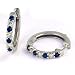 1/2 Carat Prong Set Sapphire & Diamond Hoop Earrings in 14k White Gold (with Safety Lock)