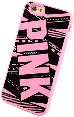 iPhone 6 Case,iPhone 6S Case,Hanjiekj fashionable Victoria's Secret oblique letter design silicone Case for Apple iPhone 6/6S 4.7 inch - Pink