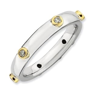 IceCarats Designer Jewelry Size 8 Sterling Silver Stackable Expressions Polished Diamond Ring