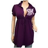 Plus size Purple Low cut v-neck Hoodie top