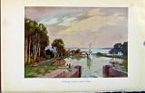 Review Old-print  / COLOUR PLATE SWEDEN 1927 SJOTORP LOCKS GOTA CANAL PRINT