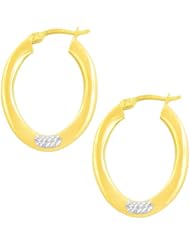 14 Karat Two-tone Gold Oval Hoop Earrings