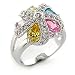 Gemstone CZ Rings - Multicolor Swirl Flower Pave CZ Ring