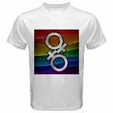 White T-Shirt of Gay Pride Rainbow Diamond Female Symbols Flag (Gay, Lesbian, Bi, Bisexual, Transexual, Transgender)