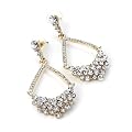 Diamante Crystal Drop Pierced Fashion Earrings Gold