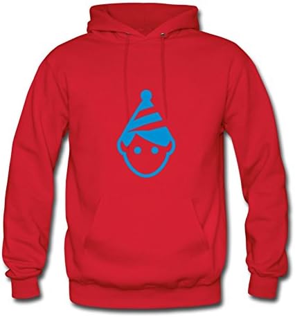 Men Hoody Casual Boyish Face (1c)++ Designed Medium With Organic Cotton Red