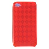 Red Checker Soft Crystal Skin Gel Cover Case for Apple Iphone 4 4g + Lcd Screen Guard + in Blister Retail Package