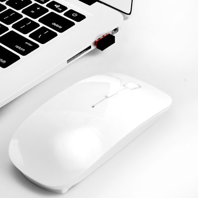 Micros2u Slimline 2.4ghz Rf White Wireless Mouse For Apple Mac Os Pro Air Laptop Pc Windows Picture