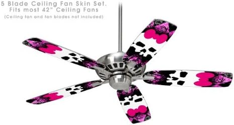 Pink Diamond Skull - Ceiling Fan Vinyl Decal Skin Kit fits most 42 inch fans (FAN and BLADES SOLD SEPARATELY)