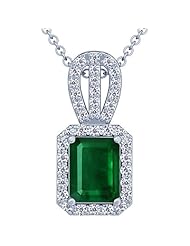 Platinum Emerald Cut Emerald And Round Diamond Pendant (GIA Certificate)