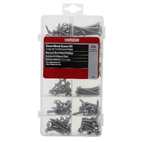 Crown Bolt 31352 216-Piece Pan and Oval-Head Phillips Stainless Steel Sheet Metal Screw Kit