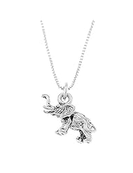 Sterling Silver Three Dimensional Baby Elephant Necklace