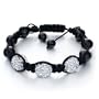 Triple White Disco Ball Rhinestone Adjustable Bracelet Gift
