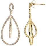 14k Gold Teardrop Dangle Earrings, w/ 0.42 Carat Brilliant Cut Diamonds, 1 1/4 in. (32mm) tall