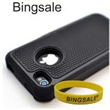Bingsales® New Black Executive Armor Defender High Impact Combo Hard Soft Gel Case Cover Skin Body for Apple iphone 4 4G 4S Generation (AT&T, Verizon, Sprint) + bingsale wristband armband