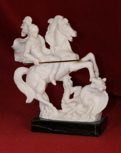 St. George Alabaster Statue on Base from Italy