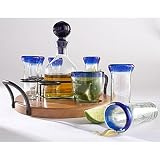 Blue Moon Glass Tequila Set 10 Pieces with Tray