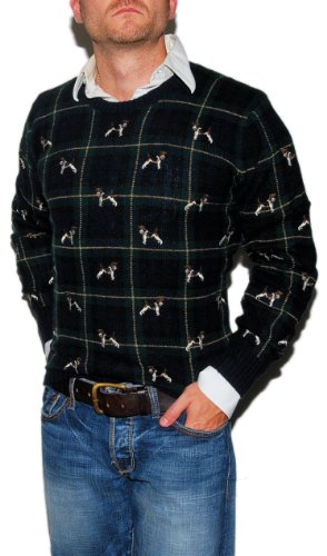 Polo Ralph Lauren Mens Lambs Merino Wool Dog Sweater Navy Medium