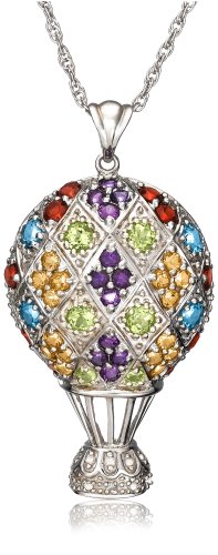 Sterling Silver Multi-Color Hot Air Balloon Pendant