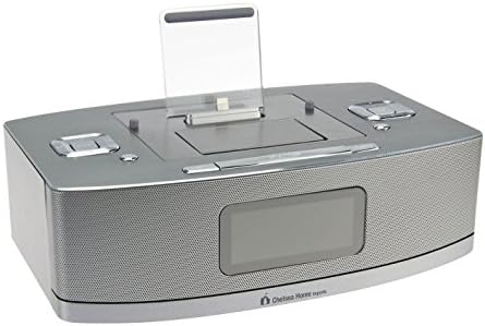 Chelsea Home Imports Apple Certified Dual-Docking 30-Pin &amp; Lightning iPod/iPhone/iPad Alarm Clock Speaker Dock with Bluetooth, FM Radio and 2 Alarm Clock Functions. Able to charge Android based phones or tablets