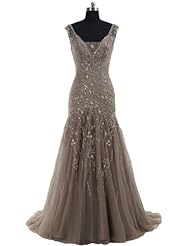 A-line V-neck Corset   Waistline Cocktail Floor Length Lace-Up Embroidered Beaded Club Dress/Evening Dress/Prom Dress/Party Dress/Wedding Dress 