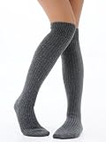 Womens Slouch Rib Knee Socks Cashmere Virgin Wool Blend Sock 8 Color Options Black Brown Plum Taupe Royal Blue Glass Gray or Merlot