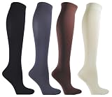 Compression Socks | Womens Compression Stockings Assorted 4 Pack, shoe sizes 4-10-(Sugar Free Sox)