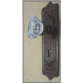24% Lead Crystal EGG & DART Passage Door Knob Set with handcrafted hardware