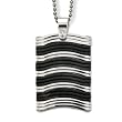 Stainless Steel and Black Rubber Pendant on 24 inch Polished Ball Chain