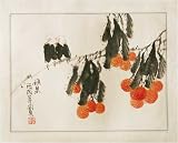 Chinese Sumi-e Brush Painting Art, Watercolor on Paper - Birds Resting on Lychee Branch