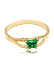 14k Yellow Gold ChildS May Green Cubic Zirconia Birthstone Ring - Bfly