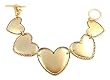Bracelet - B131 - Designer Inspired Heart Link ~ Gold Tone Metal