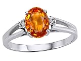 1.04 cttw Genuine Oval Orange Sapphire Ring - 14kt White or Yellow Gold