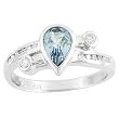 14K White Gold Aquamarine and Diamond Ring
