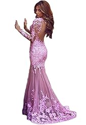 Sexy Mermaid Applique Long Sleeves Scoop Neck Evening Dress/Prom Dress 