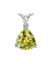 Original Star K (tm) Large 12mm Trillion Cut Simulated Yellow Sapphire Pendant in 925 Sterling Silver
