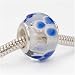 Murano Style Glass Lampwork Bead Fits Pandora Clear With Blue Flower 14mm (1)
