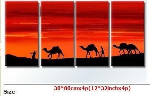 STAND BY YOU 100% Hand Painted Modern Abstract Oil Painting On Canvas Camels For Home Decoration 30*80cmx4p