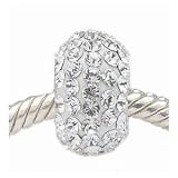 SOLID STERLING SILVER 925 SWAROVSKI CLEAR CRYSTAL BEAD - suitable for most European bracelets including the Pandora brand